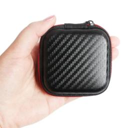 Portátil mini zíper quadrado duro asismic umidade-prova fone de ouvido saco caixa de armazenamento fone de ouvido caso para cartões sd tf transportadora bolsa - Image 1