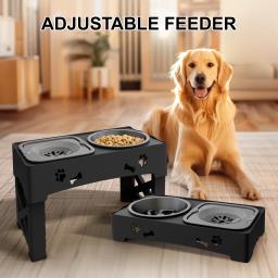3 em 1 alimentador para animais de estimação tigelas de alimentação lenta tigelas duplas dobráveis com 5 altura ajustável adequado para animais de estimação de diferentes alturas - Image 4