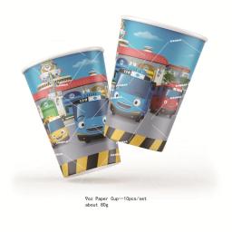 Tayo o pequeno ônibus festa de aniversário tema crianças guardanapos descartáveis placas toppers utensílios de mesa decorações de festa de chuveiro de bebê balões - Image 2