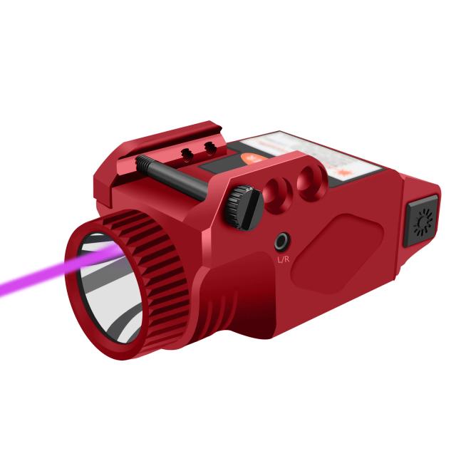 Lanterna Laser Roxa Hisetome 405nm com 600lm, Bateria Duradoura e USB Recarregável - Escudo Vermelho Inclusa