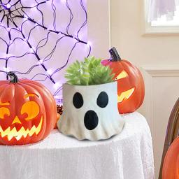 Halloween fantasma plantador bonito fantasma design vaso de flores suculenta estatueta fantasma vaso de flores ornamentos decoração para pátio varanda - Image 4