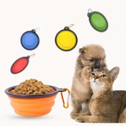 Dobrável portátil silicone alimentador de cão tigela 2 em 1 dispensador de animais de estimação viagem ao ar livre cão gato com mosquetão garrafa comida recipiente de água - Image 2