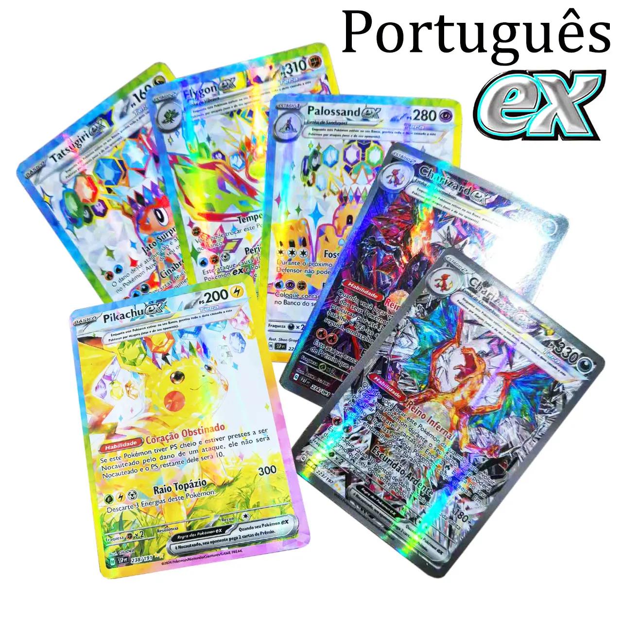 100 peças cartas pokémon portuguesas terastal pikachu vstar vmax gx carta arco-íris arceus brilhante charizard cartão comercial brinquedo infantil - Image 1