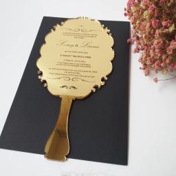 Convite De Casamento Acrílico Personalizado, impressão De Um Lado, Cartões De Menu De Festa, Ouro - Image 1