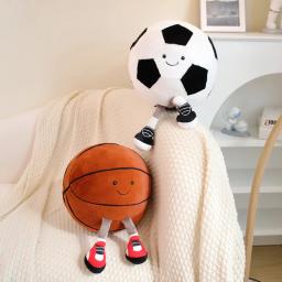 Sorriso Expression Soccer Ball Shaped Travesseiro, Brinquedos De Pelúcia, Almofada Macia, Basquete, Futebol, Decoração Para Casa, Aniversário, Presente De Natal - Image 2