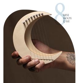 Hluru Lyre Mini Cordas para Iniciantes, Dedo Harpa, Madeira Lira Lua, Instrumento Musical, G, 8 Cordas - Image 6