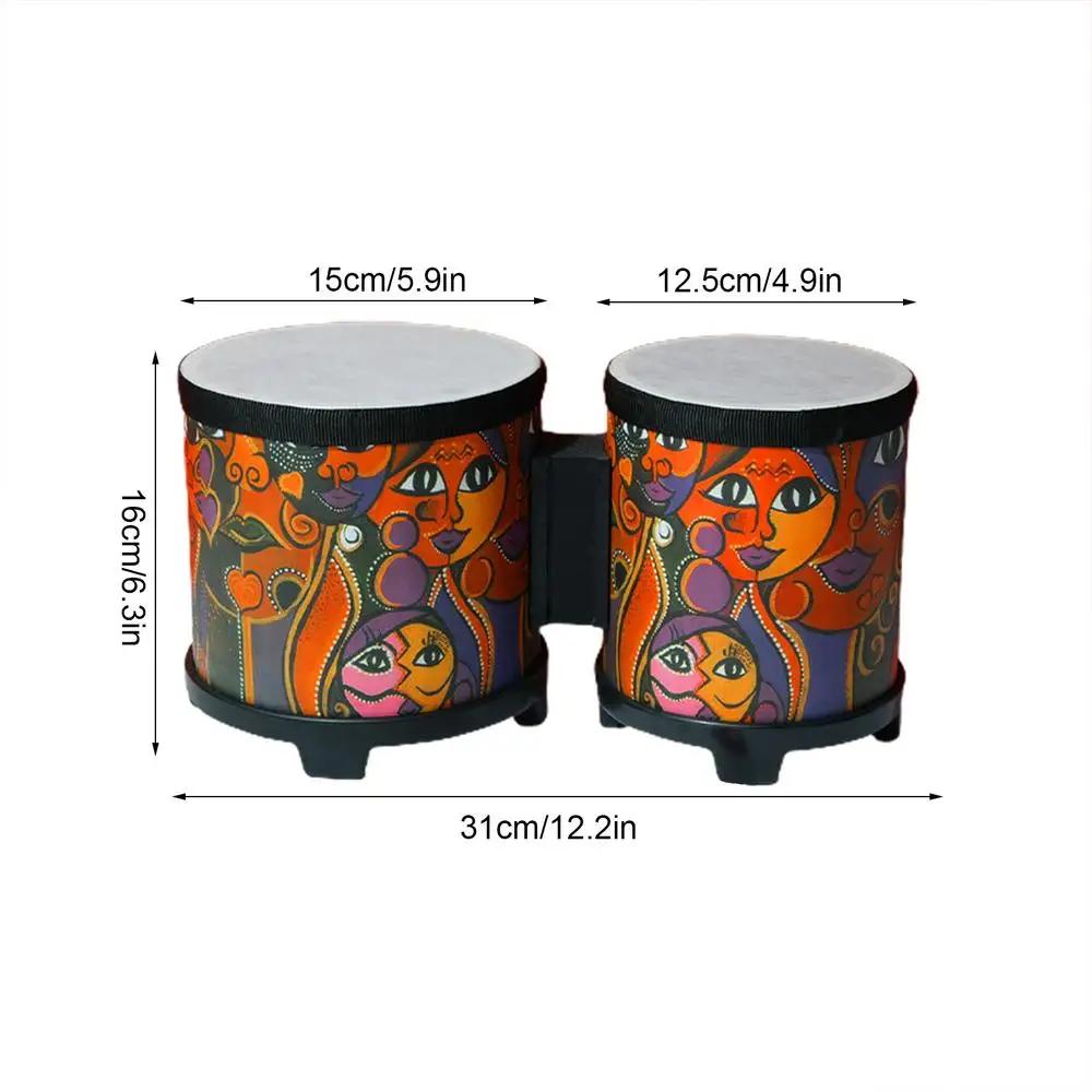 Tambor de mão bonito para crianças, instrumento de percussão, brinquedo musical, tambor artesanal, 2 baquetas coloridas - Image 1
