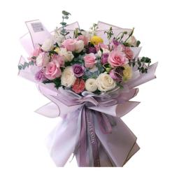 Papel De Embrulho Floral Rosa Fronteira Dourada, Estilo Coreano Semitranparent Presente Florista Flor Buquê Papel De Embrulho, 20 peças por lote - Image 4