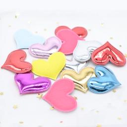 Apliques de feltro acolchoados em forma de coração pu brilhante 20 tamanhos 40*30mm para decoração diy faixa de cabeça caixa de presente bolo topper acessórios para cabelo - Image 3