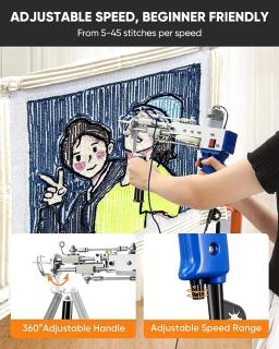 Conjunto de pistola de tufos elétrica 2 em 1, máquina de tufos de 7-21mm, com aparador de carpetes de tufos, tecido e fios de lã - Image 2