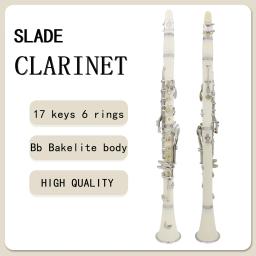 SLADE-Clarinete Portátil Branco com 6 Anéis, Instrumentos Profissionais de Sopros, Clarinetto, Bb 17 Chaves - Image 1