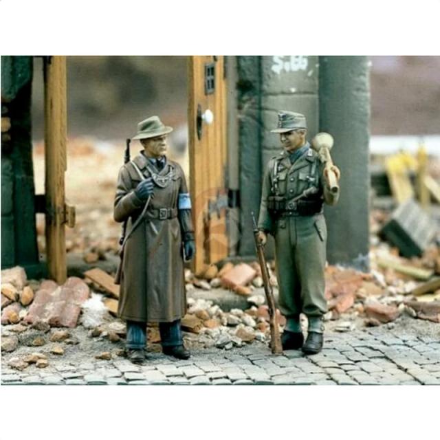 Kit de Resina para Modelagem de Diorama com 2 Figuras em Escala 1:35 para Brinquedos DIY