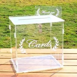 Caixa De Cartão De Casamento De Acrílico Com Fechamento, Caixa De Dinheiro Para Festa De Aniversário, Recepção Do Chuveiro De Bebê, Caixas De Envelope De Carta Clara - Image 3