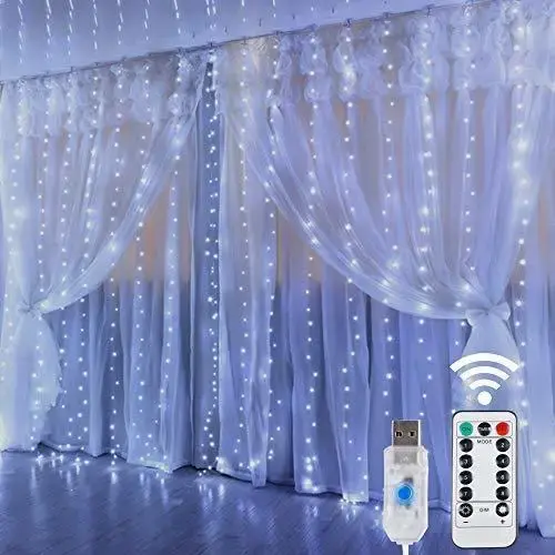 Cortina de Luzes LED Arco-Íris com Efeito Gelo para Decoração Festiva e Natalina, 3m x 2m