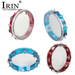 Irin 10 Polegada pandeiro instrumento de percussão tom ajustável tambor mão fileira dupla sino iluminação musical brinquedos educativos - Image 1