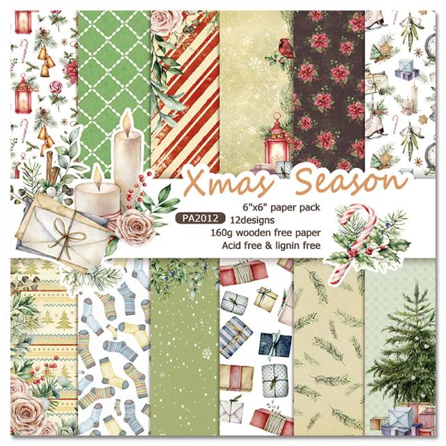 Kscraft Conjunto de 12 Peças de Papel de Arte para Scrapbooking - Kit Inverno com Impressão Única Lado Criativa