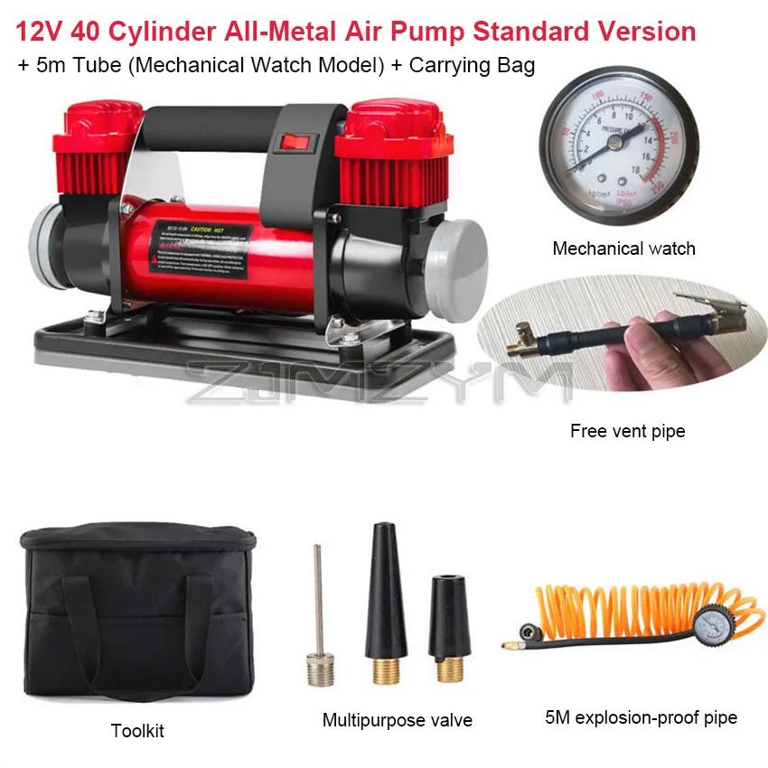 Compressor de ar portátil pneu Inflator, bomba de ar com cilindro duplo, alta potência, alta pressão, relógio mecânico, 780W - Image 1