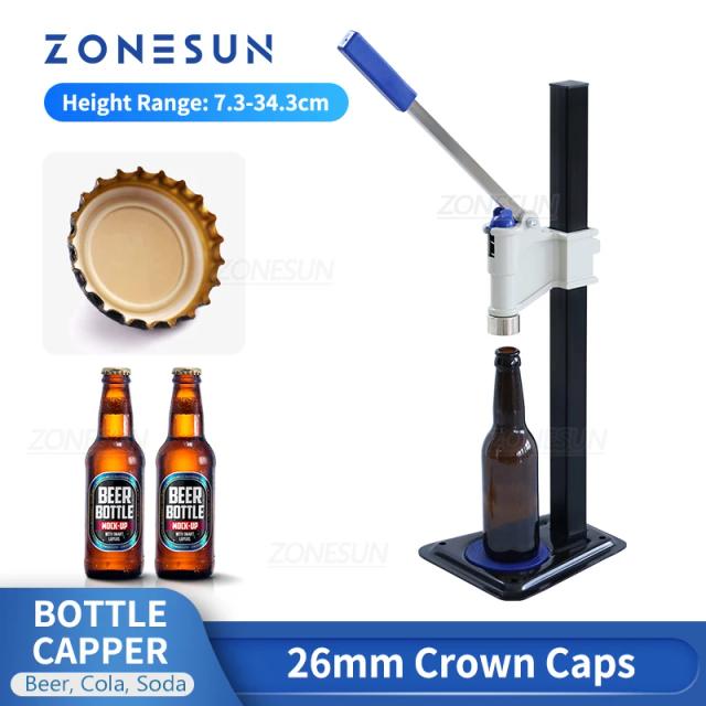 Máquina de Vedação Manual Zonesun para Garrafas de Cerveja e Refrigerantes com Tampas Seguras