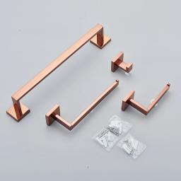 Rose Gold Banheiro Hardware Set, Robe Gancho De Aço Inoxidável, Barra De Toalha, Suporte De Papel De Rolo De Toalha, Anel De Toalha, Acessórios Do Banheiro - Image 5