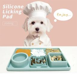 Cachorro lambendo esteira, tigelas de alimentação lenta, ventosas para banho de pet alívio da ansiedade Pet lamber pad suprimentos 3 em 1 - Image 1