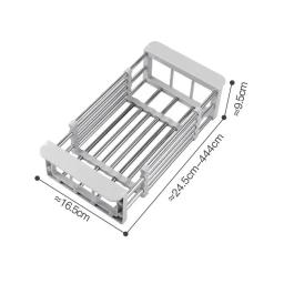 Escorredor de prato de aço inoxidável ajustável, telescópico Drain Rack, Organizador de cozinha de frutas e legumes, perfeito - Image 6