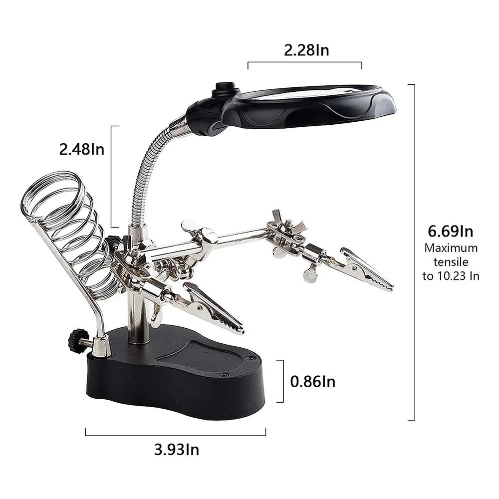 Ferro De Solda Elétrico Com Luz LED, Mesa De Solda, Lupa, Clipes Fixos, Ferramenta De Reparo De Solda, 3.5X, 12X - Image 1