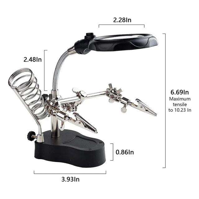 Kit Completo de Solda: Ferro Elétrico com Luz LED, Mesa, Lupa e Clipes Fixos para Reparos Precisos