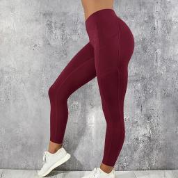 Calças de ioga elásticas para mulheres, leggings fitness, calças corrida, roupas esportivas, plus size, calças esportivas, bolsos, ginásio - Image 3