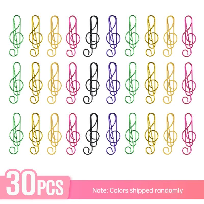 Marcadores de metal multicolor para entusiastas da música, clipes de papel, nota musical bonito, Paperclip, cartão do convite do partido, 30 pcs, 50 pcs, 100pcs - Image 1