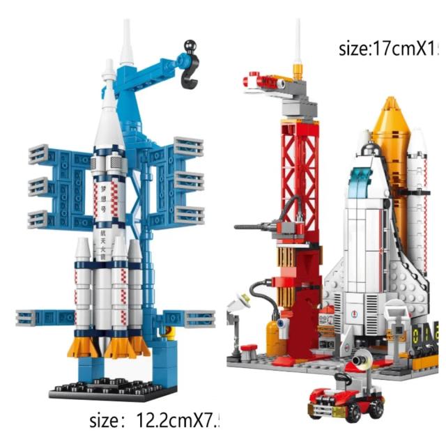 Lançamento do Foguete Espacial: Construa sua própria Estação Espacial com Blocos de Astronautas e Shuttle