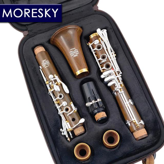 MORESKY Clarinete Profissional Sib Madeira Cocobolo Teclas Banhadas a Prata