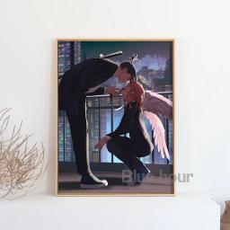 Anime japonês motosserra homem cartaz fã presente aki hayakawa e anjo diabo pintura impressões em tela casa arte da parede decoração - Image 3