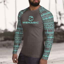 Manga comprida Rash Guard Surfing Mergulho Ternos dos homens, Proteção UV Calças Justas, Rashguard, Swim Float Suit, Natação Camiseta, Roupas de Surf, Novo - Image 3