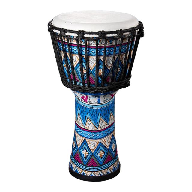 Djembe com Cabeça de Couro de Cabra e Padrões Artísticos Coloridos - 8" de Música Perfeita para Iniciantes, Adultos e Crianças