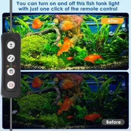 Impermeável LED Fish Tank Light com controle remoto, Aquário Clip Lamp, brilho ajustável, 3 temporizadores, 14 cores de luz - Image 6