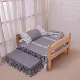Cama bonita de madeira maciça, Cama confortável para cães, Conjunto completo gratuito de cama, Cama removível e lavável, Pet Supplies - Image 1