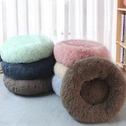 Pelúcia redonda canil térmico para Pet, cama de pequeno e médio porte do cão, gato suprimentos, inverno - Image 1
