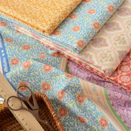 Tecido artesanal de retalhados para DIY, listras Boho exóticas, 100% algodão, impressão e tingimento estilo étnico, floral por meio metro - Image 1