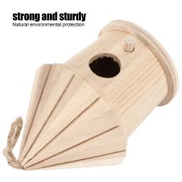 Natural Round Shaped Wooden Bird House, DIY Ninho Suspenso para Jardim ao Ar Livre - Image 5