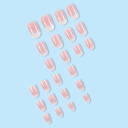 24 pçs oval curto rosa imprensa em unhas simples ombre primavera unhas falsas para doce atrevido legal feminino & menina removível wearable arte do prego - Image 4