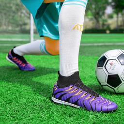 Tênis de futebol profissional para adolescentes, tênis de futsal masculino, bota de futebol antiderrapante resistente ao desgaste masculina, roxo, Tf Fg - Image 6