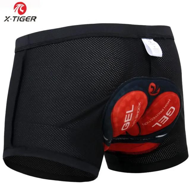 Calções de Ciclismo X-Tiger com Malha Respirável e Almofada 5D à Prova de Choque para MTB - Roupa Interior Ideal para Ciclistas