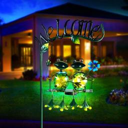 Estaca decorativa com sinal de boas-vindas, luz solar, decoração do jardim do balanço, paisagem do pátio, decoração ao ar livre - Image 2