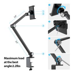 Bewiser-Liga De Alumínio Xiaomi Suporte Do Telefone Móvel, Tablet Mount, iPad Stand, Clipe De Mesa, Cama, 4.7-15.6" - Image 5