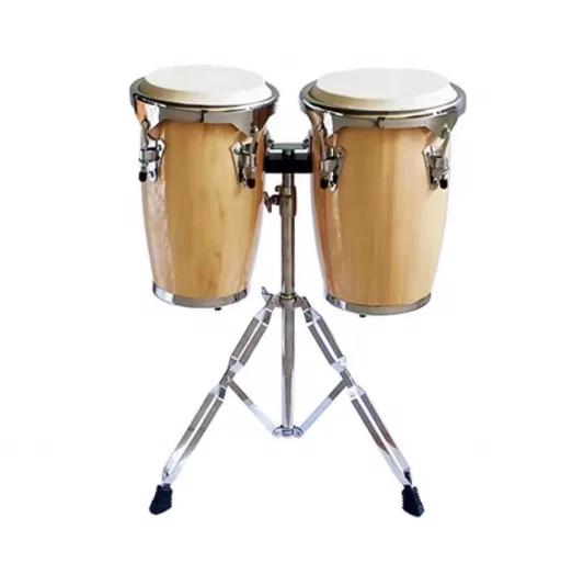 Conjunto de Tambores de Couro Latino com Suporte - Instrumento de Percussão de 10" e 11"