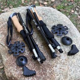 Portátil ao ar livre Fold Trekking Pole, Nordic Camping Cane, Vara de caminhada, Escalada Stick no saco, 5 seções, 2 pcs - Image 1