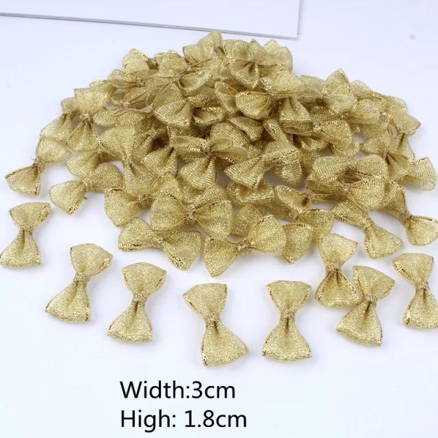Laços de Fita Dourada para Presentes de Natal e Artesanato DIY - Pack com 50 Peças Decorativas para Casamentos e Festas