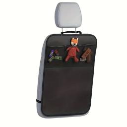 Capa de assento preta para crianças com organizador de armazenamento de 3 bolsos, protetor de banco traseiro à prova d'água, protetores traseiros de assento de carro - Image 6
