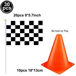 30pcs Cones Tráfego e Racing Checkered Bandeiras Define Mini Red Sports Cones de Segurança para Crianças Corrida Car Theme Birthday Party Supplies - Image 6