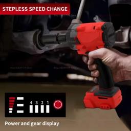 Chave de impacto sem escova de 18v com 4 engrenagens, chave de impacto sem fio de alto torque, 300nm, recarregável, sem bateria, ferramenta resistente - Image 3